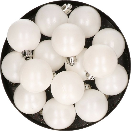 Decoris kleine kerstballen - 32x st - wit - 4 cm - kunststof - kerstversiering