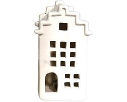 Kerst trapgevel huisje maat S - 13.5x8x6.5 cm
