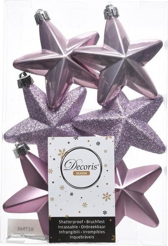 Decoris kersthangers - 6 stuks - 7.5cm - kunststof - mix