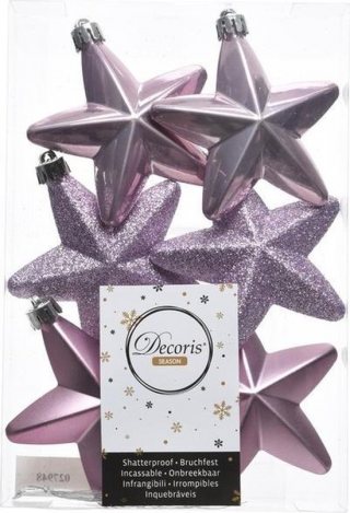 Decoris kersthangers - 6 stuks - 7.5cm - kunststof - mix