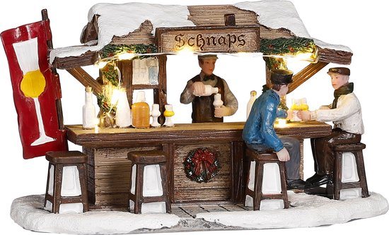 LuVille Kerstdorp Miniatuur Schnaps Markt - L16 x B8 x H9 cm