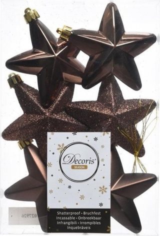Decoris kersthangers - 6 stuks - 7.5cm - kunststof - mix