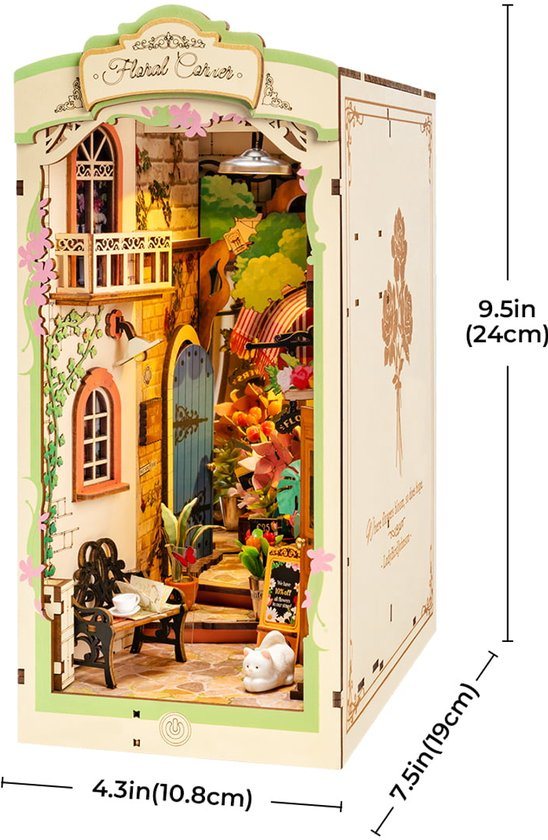 Robotime, DIY Book Nook & Wonderland Boekensteun Floral Corner, TGB09, 19x10,8x24cm