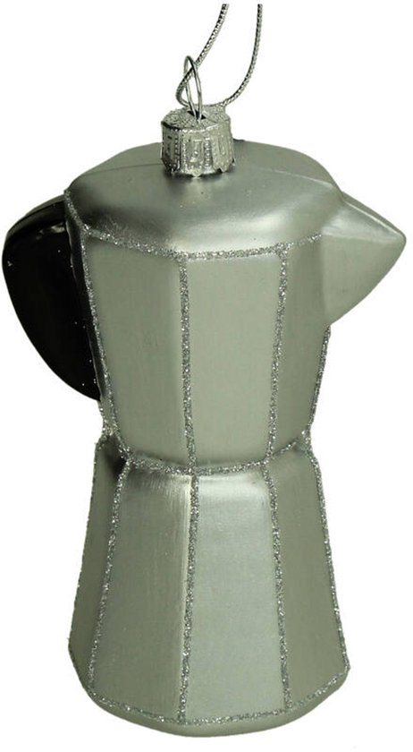 HD Collection Glazen kerstornament kerst hanger Italiaanse koffiepot 10.7 cm