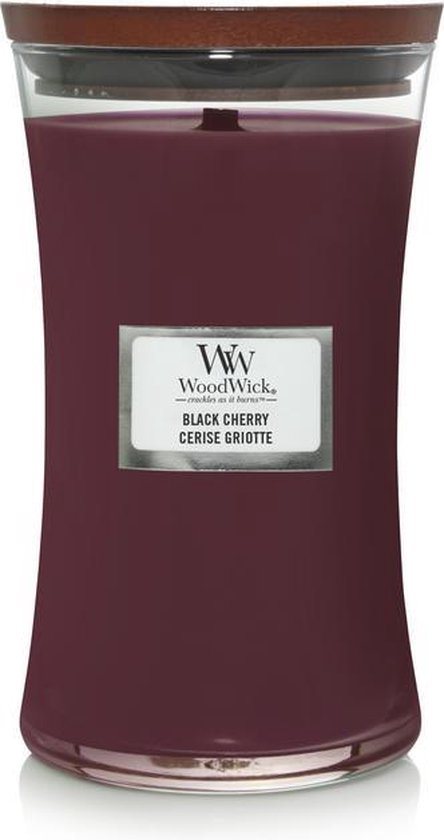 WoodWick Hourglass Large Geurkaars - Black Cherry - 130 branduren