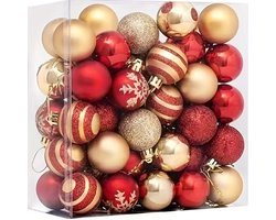 50-delige Set Kerstballen - Klassieke Kerstboomdecoratie in Rood en Goud - 4 cm