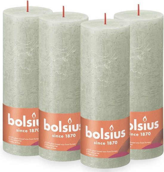 Bolsius - Rustieke Kaars - 4 Stuks - Groen - 19cm