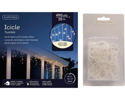 IJspegel verlichting warm wit buiten 490 lampjes met dakgoot haakjes - Lichtsnoeren - Kerstverlichting