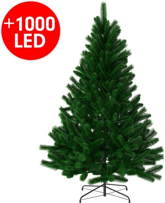 Kerstboom AG - Volle boom - kunstkerstboom  210cm hoog - 1160 takken - Inclusief 1000 LEDS- Kunstkerstbomen - Christmas Tree - Groot- veel takken - donkergroen - kerst - decoratie