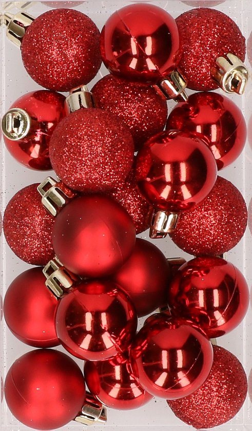 Cosy & Trendy Kerstballen mini - 20x - rood - D3 cm - kunststof - kerstversiering - Onbreekbare plastic kerstballen