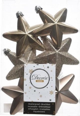 Decoris kersthangers - 6 stuks - 7.5cm - kunststof - mix