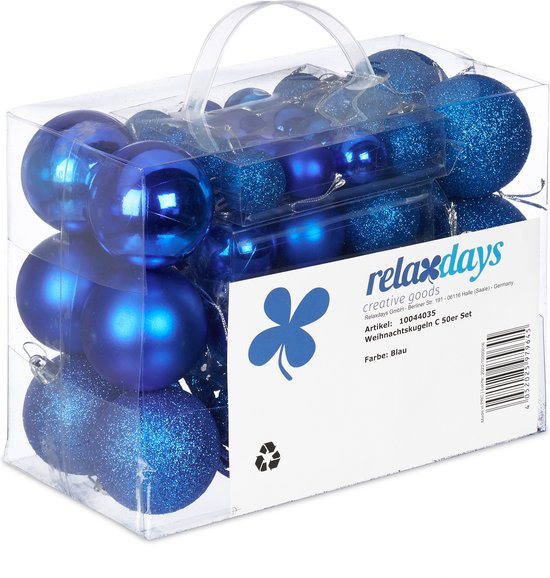 kerstballen - set van 50 - onbreekbaar - plastic - ∅ 3, 4 & 6 cm - petrol