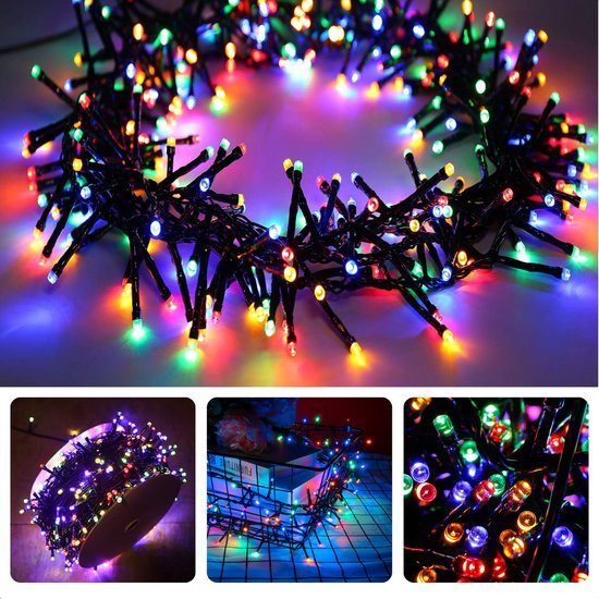 Cheqo® Kerstverlichting - Kerstboomverlichting - Kerstlampjes - 200 LED - 4M - Voor Binnen en Buiten - Timer - Veelkleurig - 8 Lichtfuncties - Op Batterijen - Multicolor - Gekleurde Kerstverlichting - Sfeerverlichting - Feestverlichting
