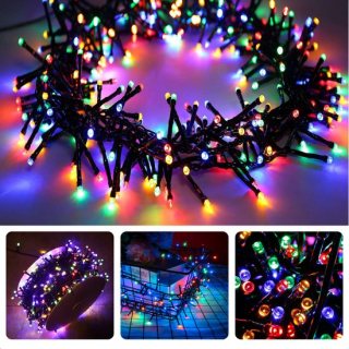 Cheqo® Kerstverlichting - Kerstboomverlichting - Kerstlampjes - 200 LED - 4M - Voor Binnen en Buiten - Timer - Veelkleurig - 8 Lichtfuncties - Op Batterijen - Multicolor - Gekleurde Kerstverlichting - Sfeerverlichting - Feestverlichting
