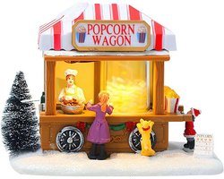 Verlicht Kerstdorp Huis met Muziek - Popcornhuis Miniatuur Decoratie voor Feestdagen