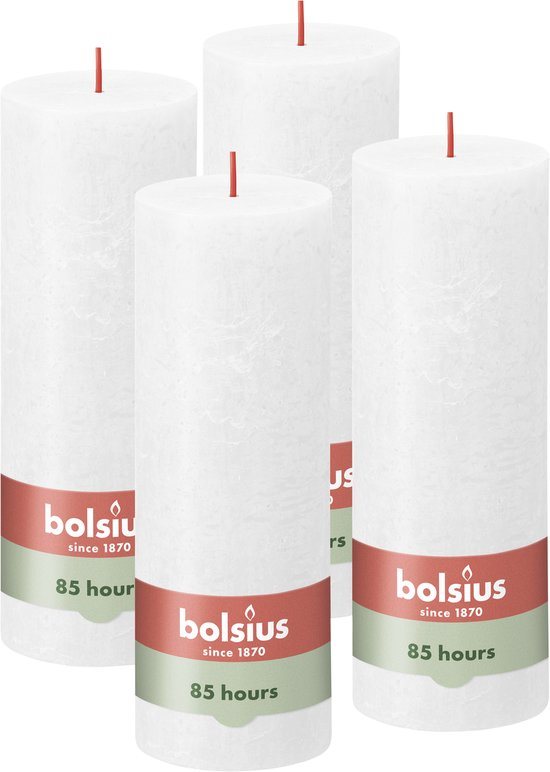Bolsius - Rustieke Kaars - 4 Stuks - Wit - 19cm