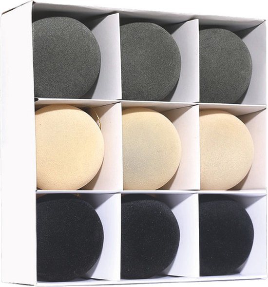 Fjesta© Velvet kerstballen - 8cm - Grijs-Beige-Zwart - 9 stuks