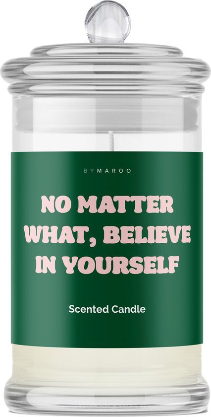 Believe in Yourself Cadeau - By Maroo Geurkaars met Tekst Cotton in Glas - Zelfvertrouwen - Motivatie - Geschenkset vrouwen, moeder, vader, vriendin, zus, oma, mama, papa - Cadeautje voor Haar Hem Volwassenen
