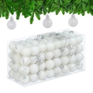 kerstballen set van 96 - plastic - 3 cm - mat - glanzend - glitters - wit
