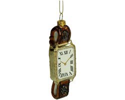 HD Collection glazen kerst ornament kersthanger Vintage horloge 12.5 cm uit de collectie The Christmas Vintage Shop