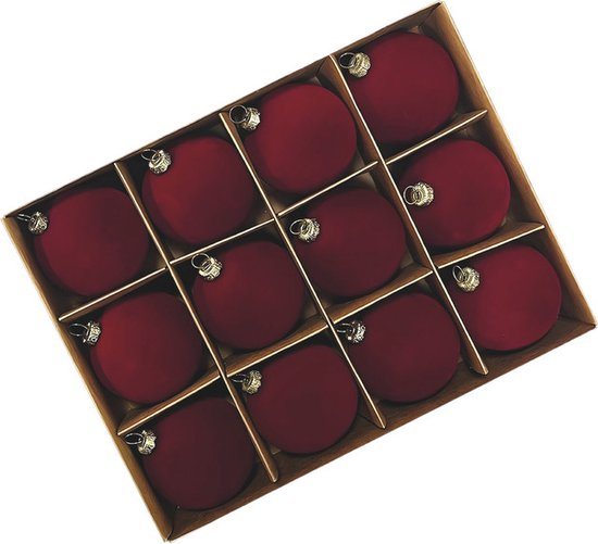 Fjesta© Velvet kerstballen - 6cm - Rood - 12 stuks
