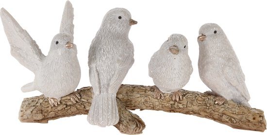 Birds On Brach 16X7X7 cm Wit