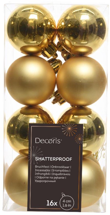 Decoris kerstballen – 16 stuks – kunststof - 4cm