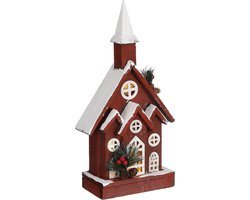 Kersthuisje Huis rood 20 led battery operated - l18xw10xh41cm