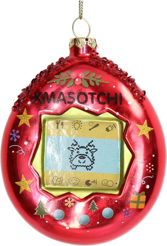 HD Collection Ornament kerstbal Tamagotchi Glas Rood 11.6 cm