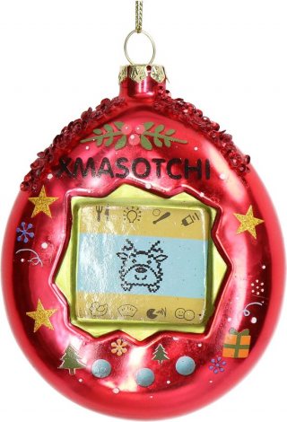 HD Collection Ornament kerstbal Tamagotchi Glas Rood 11.6 cm