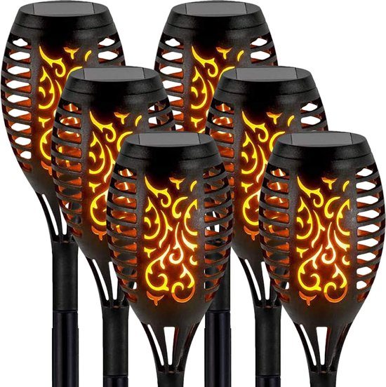 Hom�lle Solar Tuinfakkels - 6 stuks - 49,5cm - Tuinverlichting op zonne-energie - Kerstverlichting buiten - Solar - tuinverlichting - Tuinlantaarns - Padverlichting - LED - Buitenverlichting