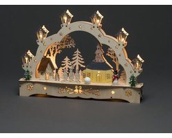 Konstsmide Kersttafereel Kerk/sneeuwpop Led 27,5 Cm Hout Naturel