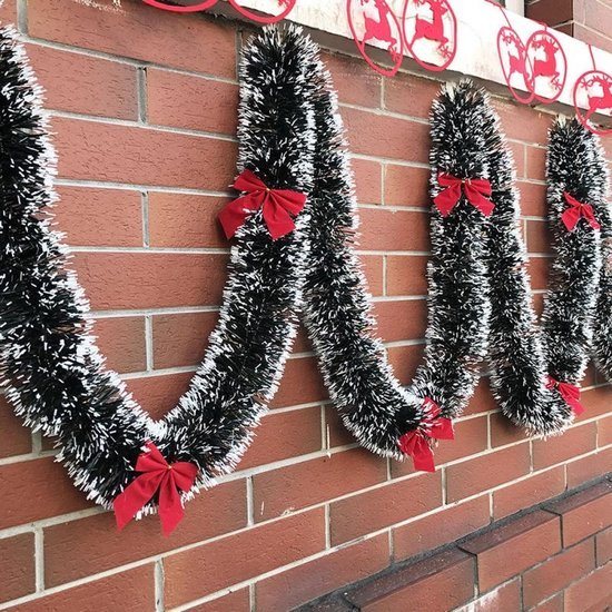 Roegaarden Kerstslinger - Kerstversiering - Kerstdecoratie voor binnen - Nepsneeuw - Met 12 kerststrikjes - 2 meter