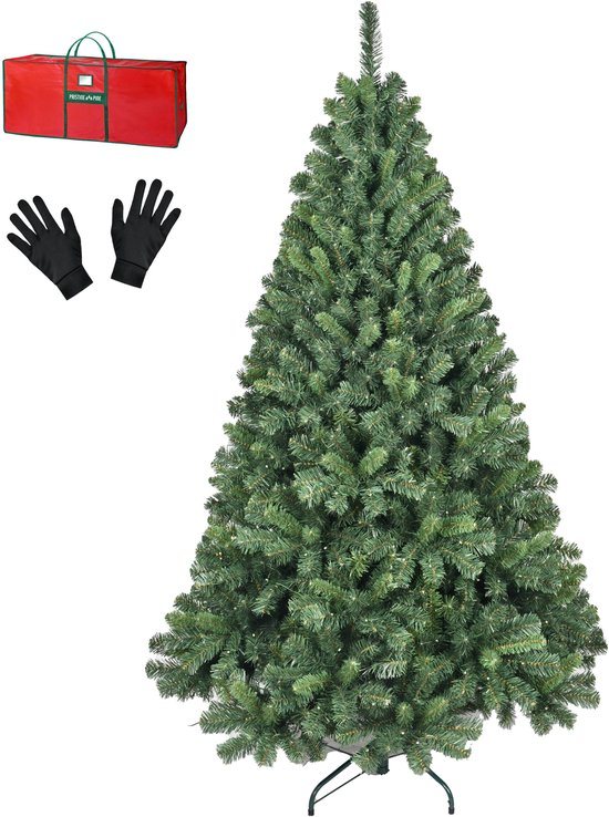 PristinePine Volle Kerstboom 210 cm - Stevige Kunstkerstboom inclusief opbergtas en handschoenen - 1404 Takken