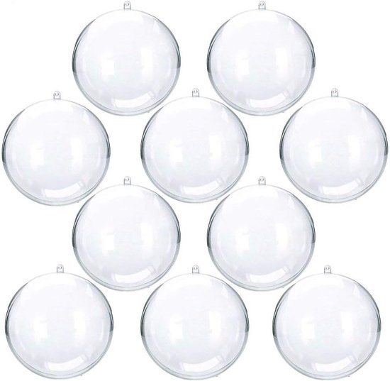 10x Transparante Vulbare Kerstballen 70 mm – Kunststof Acrylballen Herbruikbaar – DIY Decoratieballen voor Kerstboom, Feest & Bruiloft