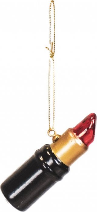 Housevitamin Lippenstift Kerstballen - Set van 2 - Glas- 9x3x3cm