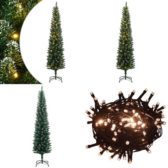 vidaXL Kunstkerstboom smal met 300 LED's 240 cm - Smalle Kunstkersboom - Smalle Kunstkerstbomen - Kerstboom - Kerstdecoratie