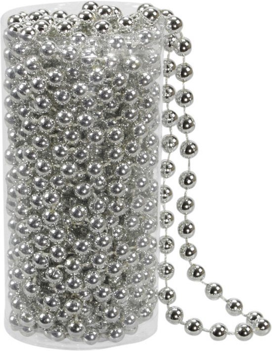 Kralenslinger - zilver - kunststof - 8 meter - kerstboomversiering - kerstversiering - kerstslingers