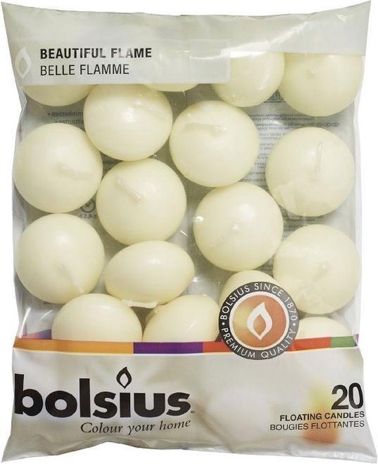 Bolsius Drijfkaarsen - 2 zakken met 20 stuks - Ivoor - drijfkaarsen