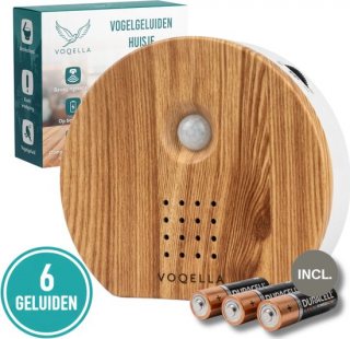 Voqella Vogelhuisje met Geluid - Vogelgeluiden Huisje met Sensor - Vogelgeluiden Huisje voor op Toilet - Relaxound - 6 Geluiden - Hout