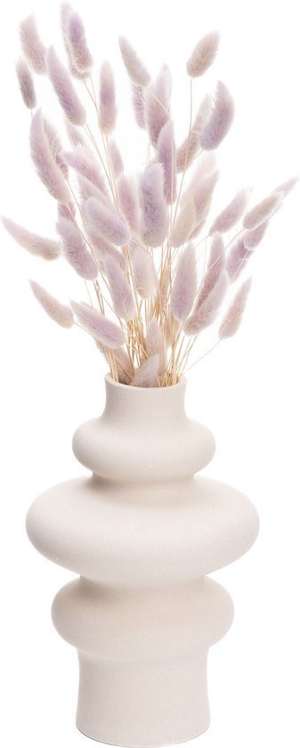 QUVIO Vaas - Keramiek vaas - Vazen - Droogbloemenvaas - Droogbloemen vaas - Bloemenvaas - Vaasje - Pampas - Japandi stijl - Keramiek - Beige