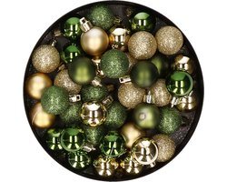 Kleine kerstballen - 40x st - goud/groen - D3 cm - kunststof - kerstversiering