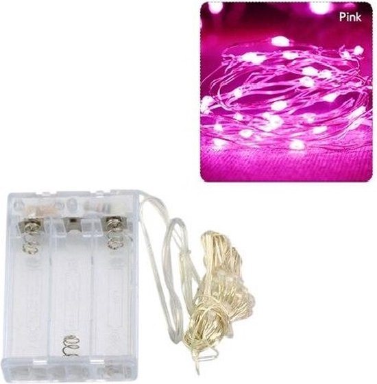 Kerstverlichting 5 Meter - Roze - Op Batterij