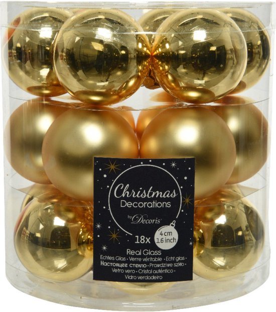 Decoris Kleine kerstballen - 18x st - goud - D4 cm - glas - kerstversiering