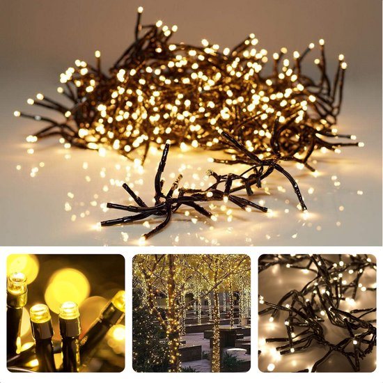 Cheqo® Kerstverlichting - Kerstboomverlichting - Kerstlampjes - 1800 LED - 36M - Voor Binnen en Buiten - Timer - Warm Wit - 8 Lichtfuncties - Lang Snoer - Clusterverlichting - Sfeerverlichting - Feestverlichting