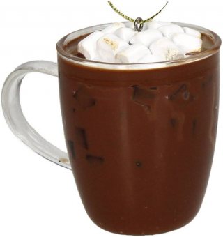 HD Collection glazen kerst ornament - chocolademelk 7cm bruin 1 stuks