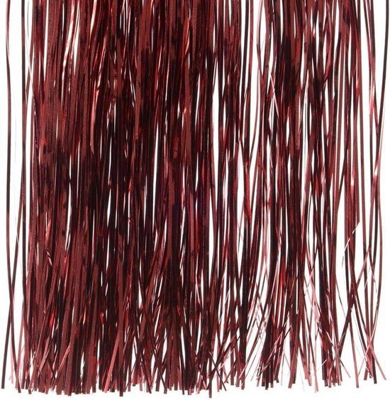 2x Donker rode kerstversiering folie slierten 50 cm - Tinsel kerstboom slinger 50 x 40 cm 2 stuks