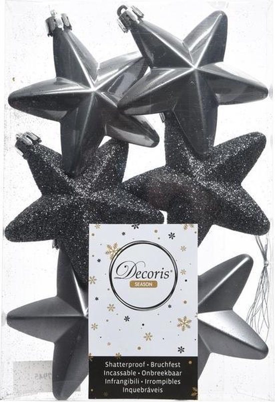 Decoris kersthangers - 6 stuks - 7.5cm - kunststof - mix