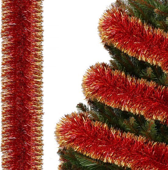 Springos Kerstslinger - Guirlande - Kerstversiering - 6 m - Rood/Goud