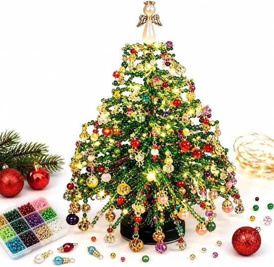 DIY Kerstboom Set met kralen en kleurrijke versieringen - A